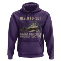 Never Forget Edmund Fitzgerald Tribute Hoodie November 10 1975 Shipwreck Memorial - Wonder Print Shop