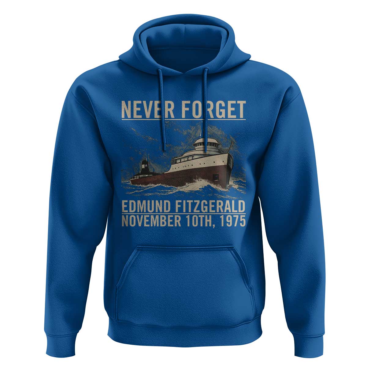 Never Forget Edmund Fitzgerald Tribute Hoodie November 10 1975 Shipwreck Memorial - Wonder Print Shop