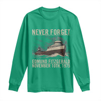 Never Forget Edmund Fitzgerald Tribute Long Sleeve Shirt November 10 1975 Shipwreck Memorial - Wonder Print Shop