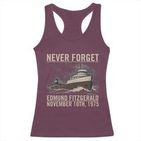 Never Forget Edmund Fitzgerald Tribute Racerback Tank Top November 10 1975 Shipwreck Memorial - Wonder Print Shop