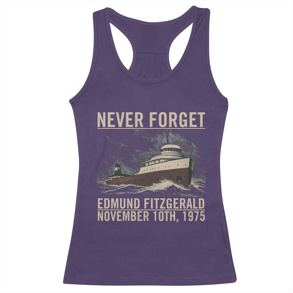 Never Forget Edmund Fitzgerald Tribute Racerback Tank Top November 10 1975 Shipwreck Memorial - Wonder Print Shop