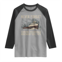 Never Forget Edmund Fitzgerald Tribute Raglan Shirt November 10 1975 Shipwreck Memorial - Wonder Print Shop