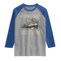 Never Forget Edmund Fitzgerald Tribute Raglan Shirt November 10 1975 Shipwreck Memorial - Wonder Print Shop