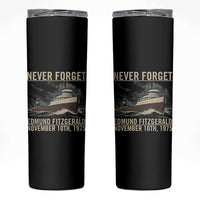 Never Forget Edmund Fitzgerald Tribute Skinny Tumbler November 10 1975 Shipwreck Memorial - Wonder Print Shop