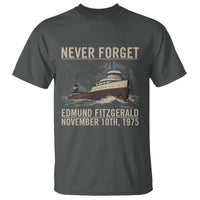 Never Forget Edmund Fitzgerald Tribute T Shirt November 10 1975 Shipwreck Memorial - Wonder Print Shop