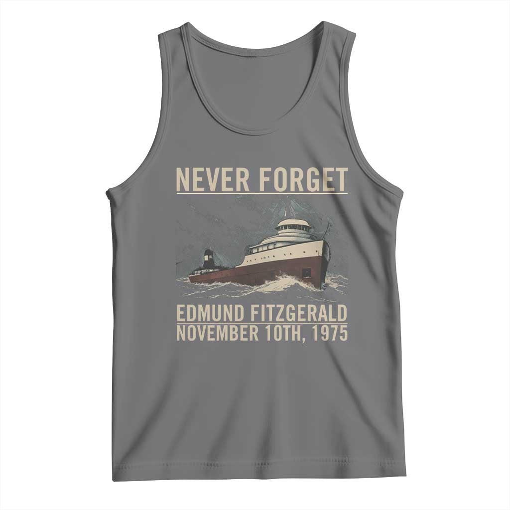 Never Forget Edmund Fitzgerald Tribute Tank Top November 10 1975 Shipwreck Memorial - Wonder Print Shop