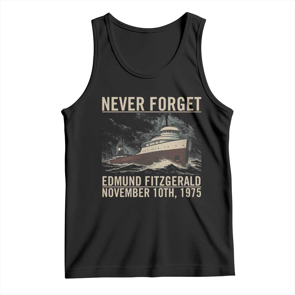 Never Forget Edmund Fitzgerald Tribute Tank Top November 10 1975 Shipwreck Memorial - Wonder Print Shop