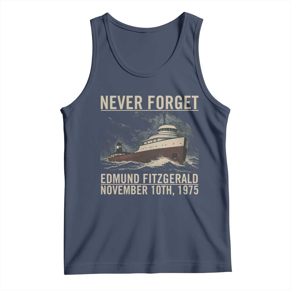 Never Forget Edmund Fitzgerald Tribute Tank Top November 10 1975 Shipwreck Memorial - Wonder Print Shop