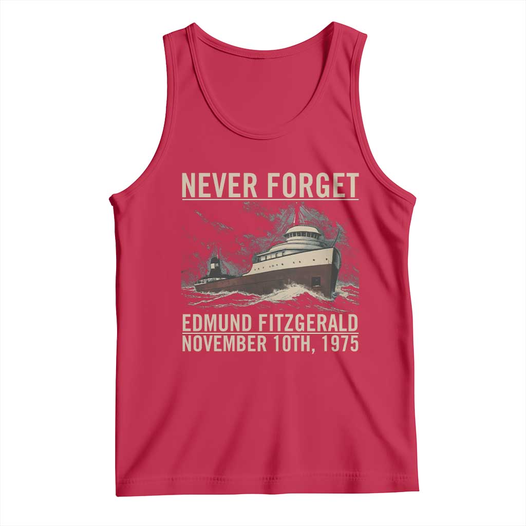 Never Forget Edmund Fitzgerald Tribute Tank Top November 10 1975 Shipwreck Memorial - Wonder Print Shop