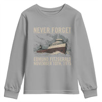 Never Forget Edmund Fitzgerald Tribute Youth Sweatshirt November 10 1975 Shipwreck Memorial - Wonder Print Shop