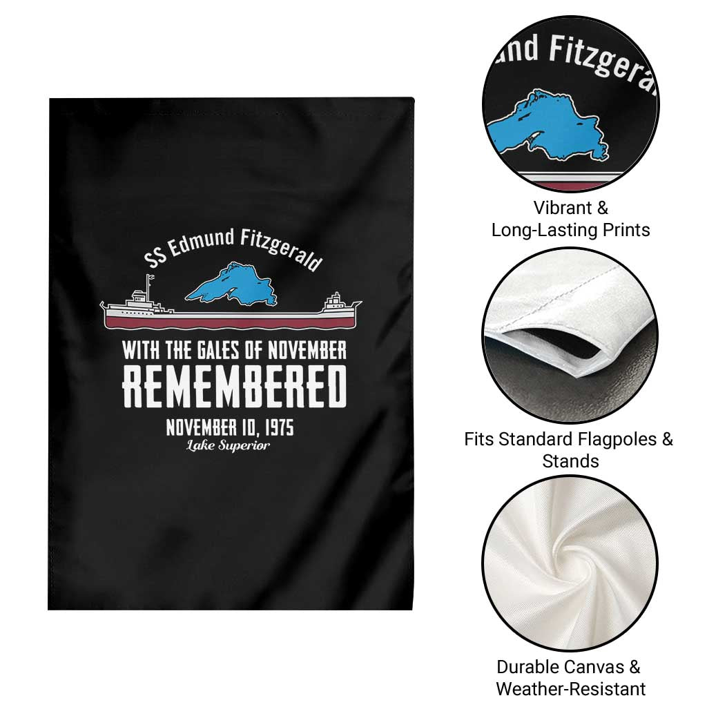 SS Edmund Fitzgerald Gales of November Tribute Garden Flag Lake Superior Shipwreck Memorial - Wonder Print Shop