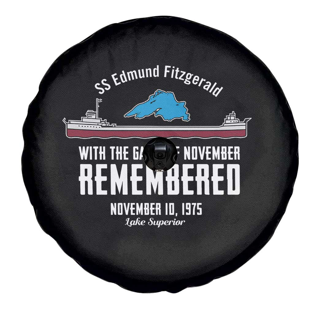 SS Edmund Fitzgerald Gales of November Tribute Spare Tire Cover Lake Superior Shipwreck Memorial - Wonder Print Shop