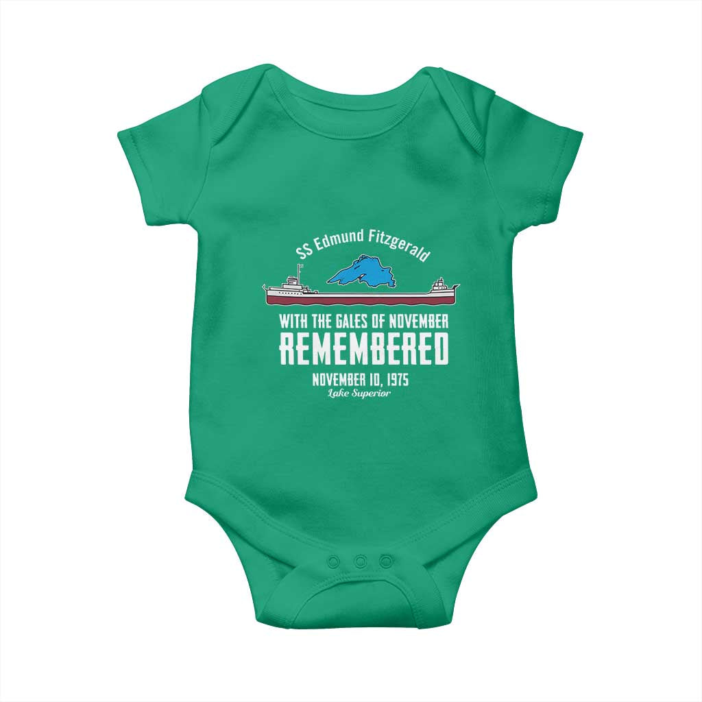SS Edmund Fitzgerald Gales of November Tribute Baby Onesie Lake Superior Shipwreck Memorial - Wonder Print Shop