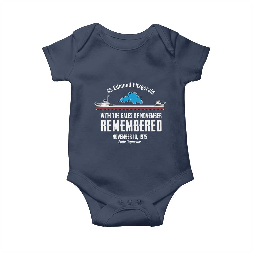 SS Edmund Fitzgerald Gales of November Tribute Baby Onesie Lake Superior Shipwreck Memorial - Wonder Print Shop