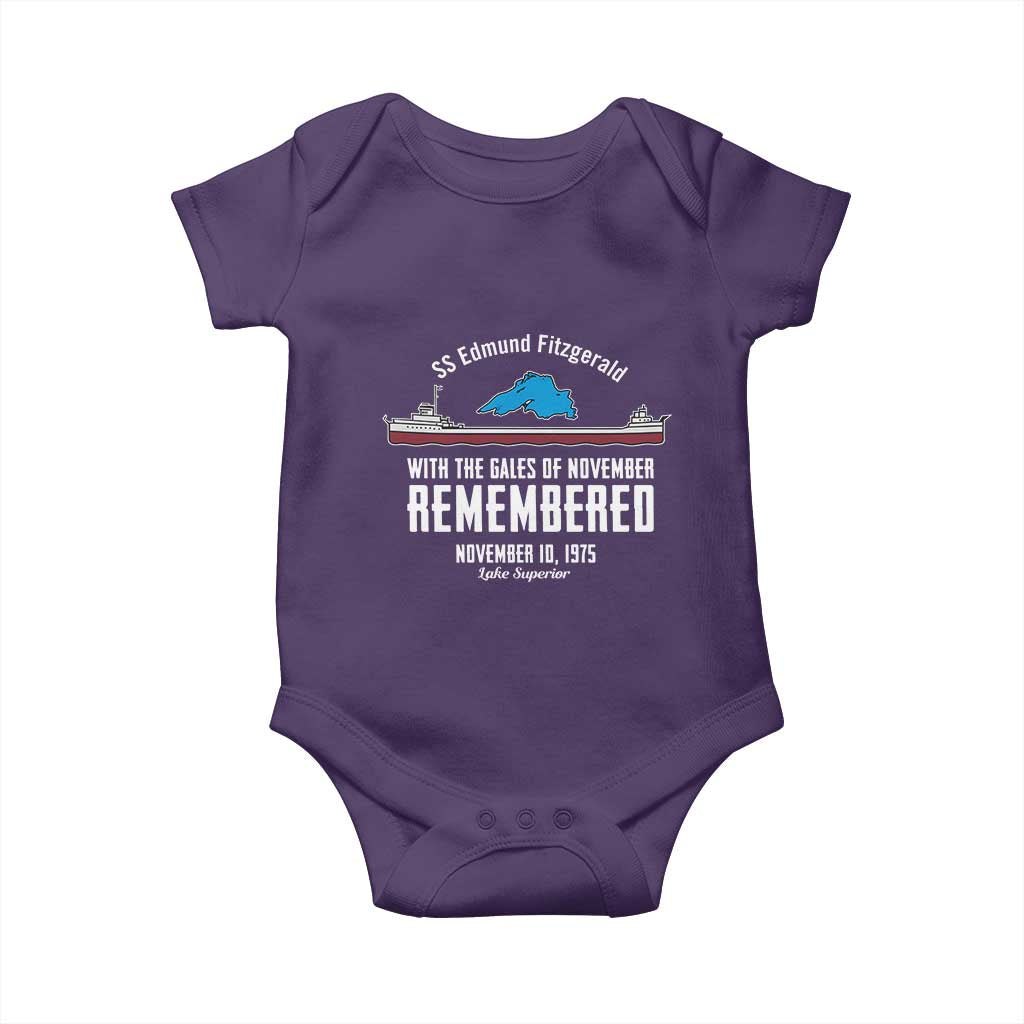SS Edmund Fitzgerald Gales of November Tribute Baby Onesie Lake Superior Shipwreck Memorial - Wonder Print Shop