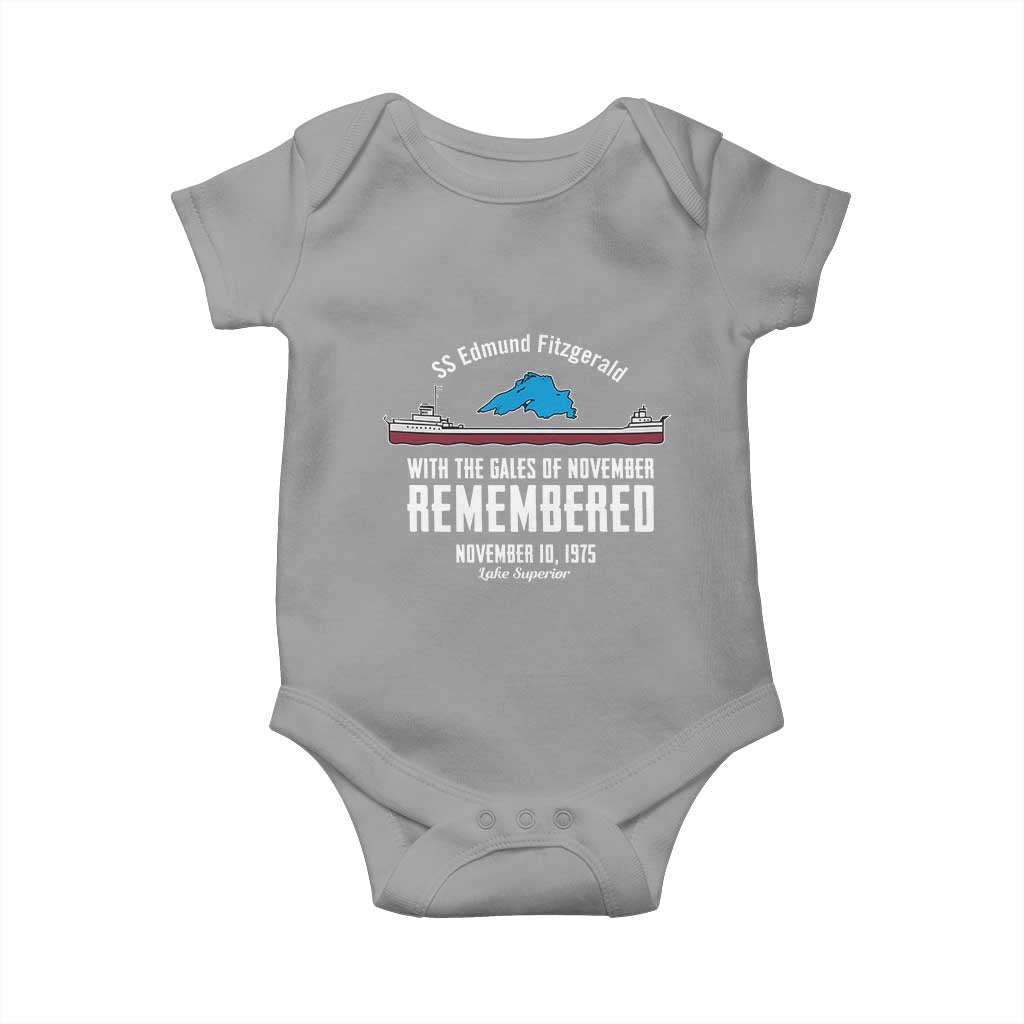 SS Edmund Fitzgerald Gales of November Tribute Baby Onesie Lake Superior Shipwreck Memorial - Wonder Print Shop
