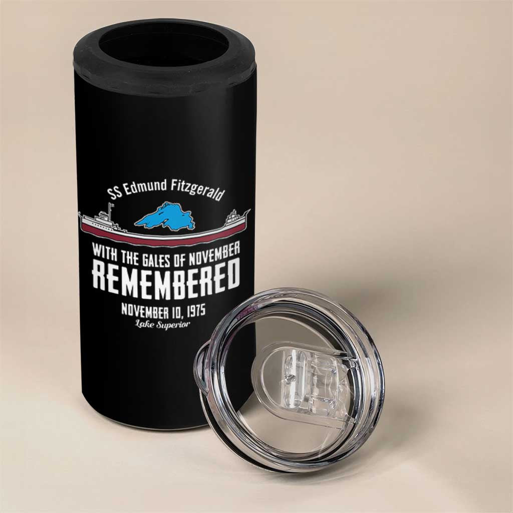 SS Edmund Fitzgerald Gales of November Tribute 4 in 1 Can Cooler Tumbler Lake Superior Shipwreck Memorial - Wonder Print Shop