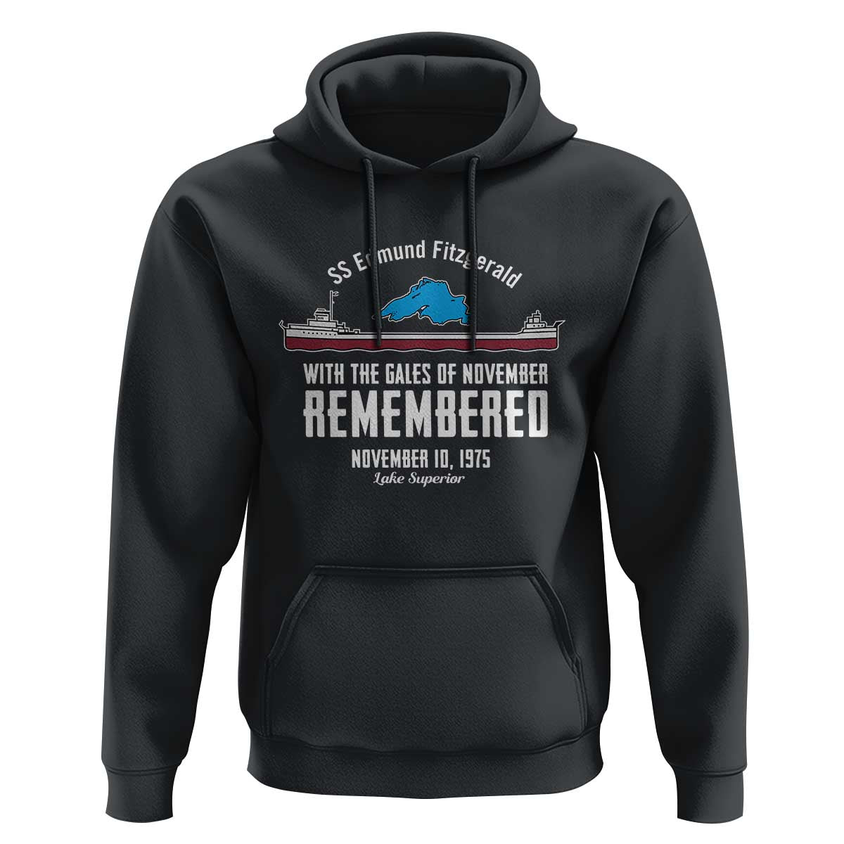SS Edmund Fitzgerald Gales of November Tribute Hoodie Lake Superior Shipwreck Memorial - Wonder Print Shop