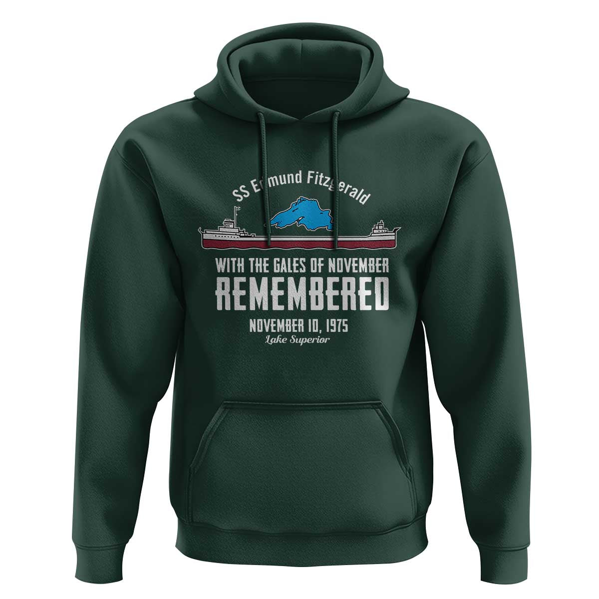 SS Edmund Fitzgerald Gales of November Tribute Hoodie Lake Superior Shipwreck Memorial - Wonder Print Shop
