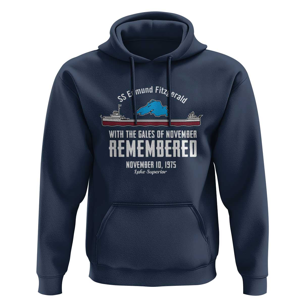 SS Edmund Fitzgerald Gales of November Tribute Hoodie Lake Superior Shipwreck Memorial - Wonder Print Shop