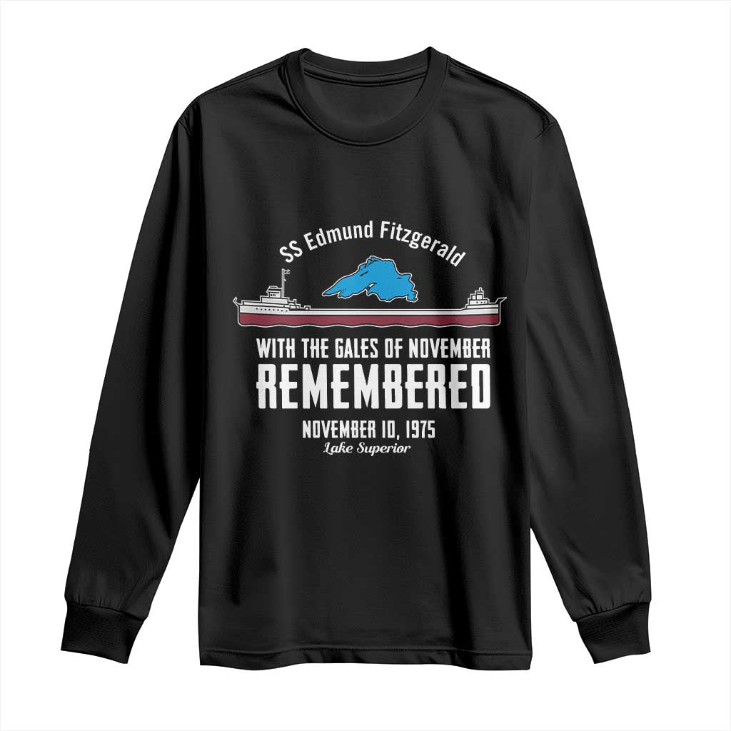 SS Edmund Fitzgerald Gales of November Tribute Long Sleeve Shirt Lake Superior Shipwreck Memorial - Wonder Print Shop