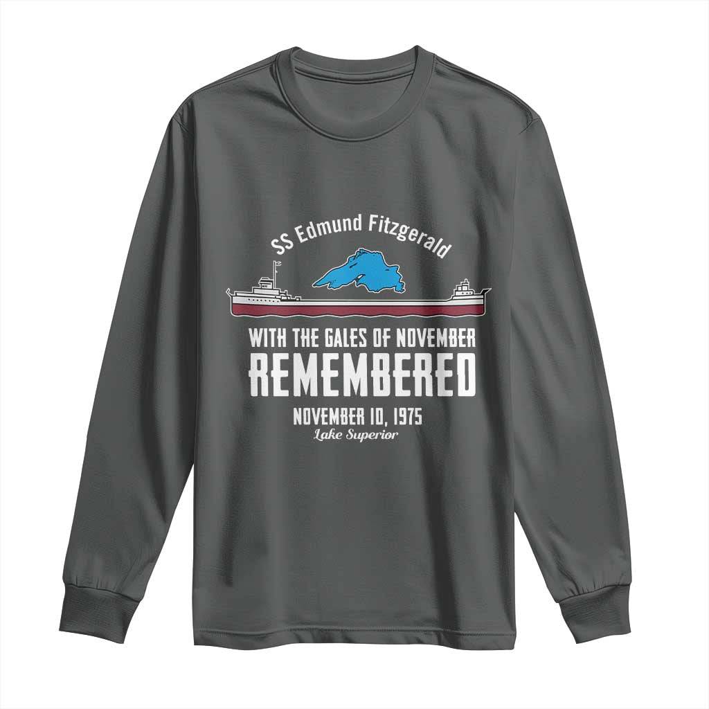 SS Edmund Fitzgerald Gales of November Tribute Long Sleeve Shirt Lake Superior Shipwreck Memorial - Wonder Print Shop