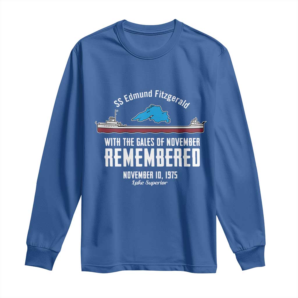 SS Edmund Fitzgerald Gales of November Tribute Long Sleeve Shirt Lake Superior Shipwreck Memorial - Wonder Print Shop