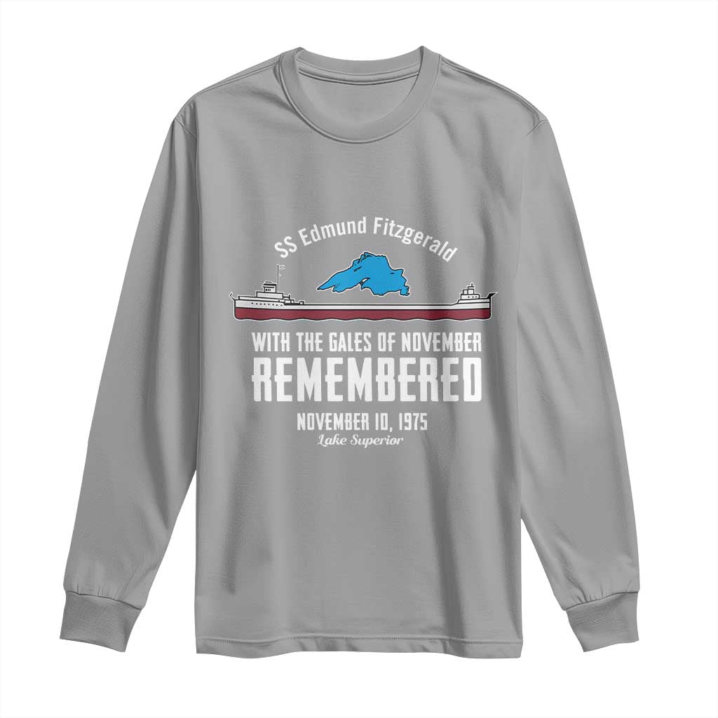 SS Edmund Fitzgerald Gales of November Tribute Long Sleeve Shirt Lake Superior Shipwreck Memorial - Wonder Print Shop
