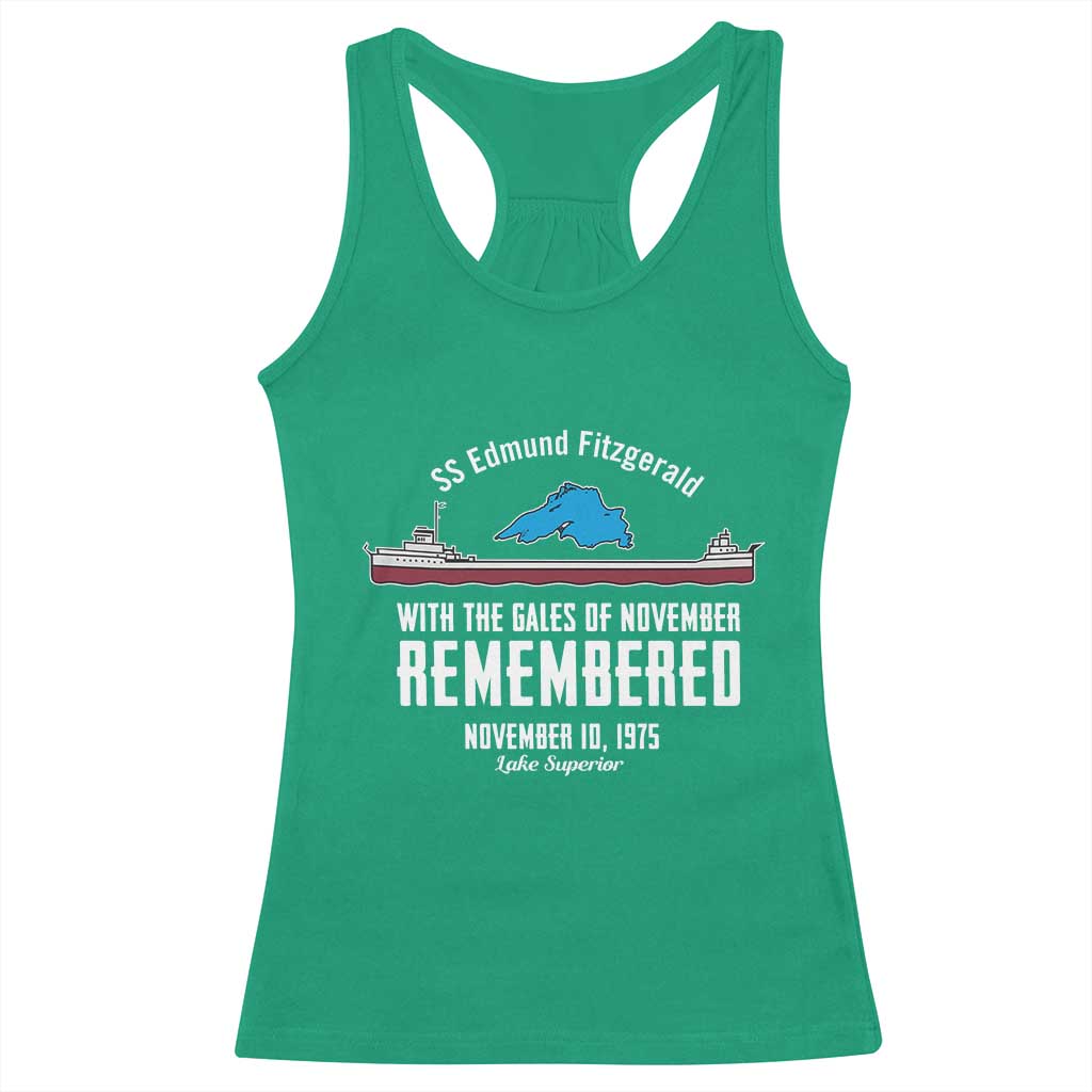 SS Edmund Fitzgerald Gales of November Tribute Racerback Tank Top Lake Superior Shipwreck Memorial - Wonder Print Shop