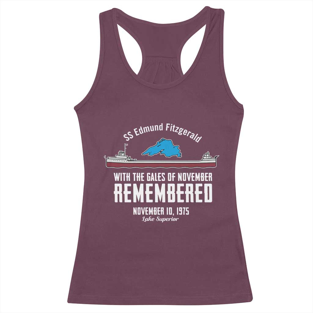 SS Edmund Fitzgerald Gales of November Tribute Racerback Tank Top Lake Superior Shipwreck Memorial - Wonder Print Shop
