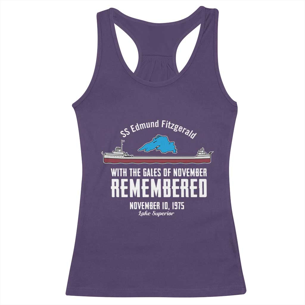 SS Edmund Fitzgerald Gales of November Tribute Racerback Tank Top Lake Superior Shipwreck Memorial - Wonder Print Shop