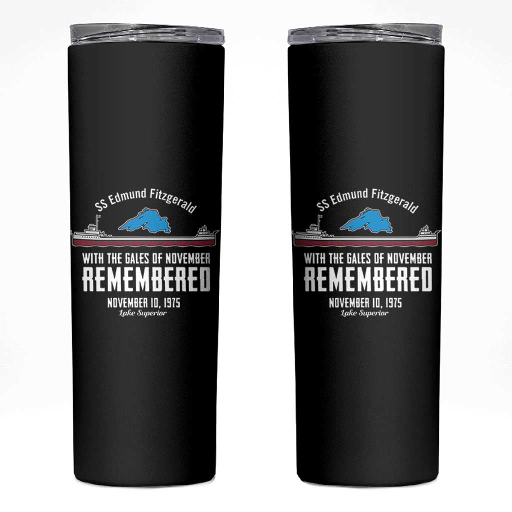 SS Edmund Fitzgerald Gales of November Tribute Skinny Tumbler Lake Superior Shipwreck Memorial - Wonder Print Shop