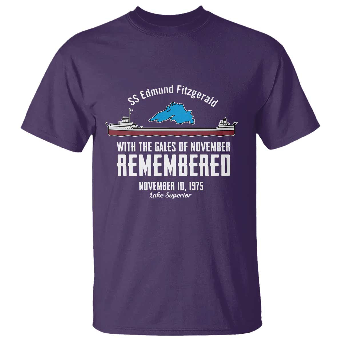 SS Edmund Fitzgerald Gales of November Tribute T Shirt Lake Superior Shipwreck Memorial - Wonder Print Shop