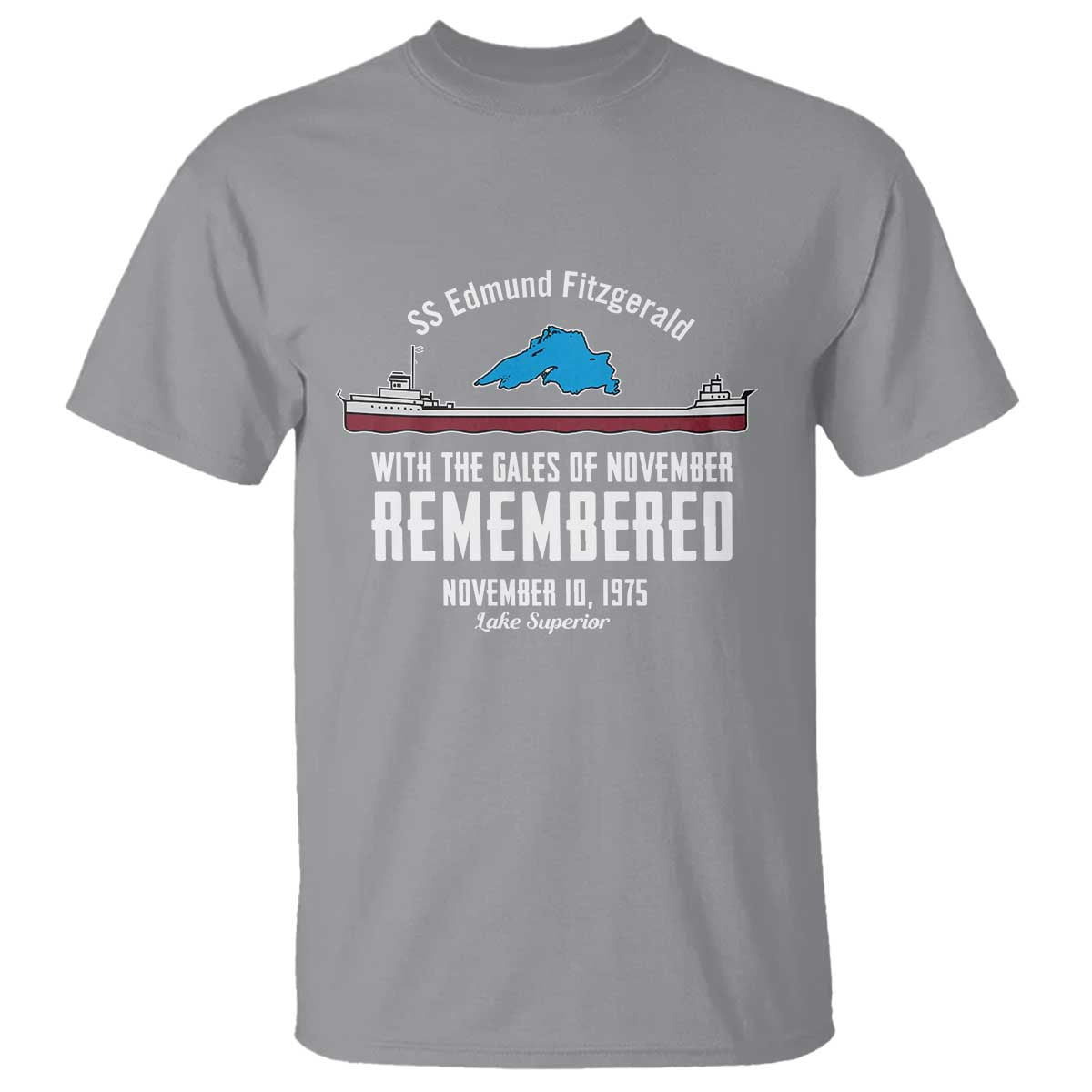 SS Edmund Fitzgerald Gales of November Tribute T Shirt Lake Superior Shipwreck Memorial - Wonder Print Shop