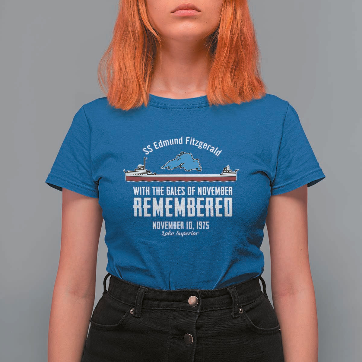 SS Edmund Fitzgerald Gales of November Tribute T Shirt For Women Lake Superior Shipwreck Memorial - Wonder Print Shop