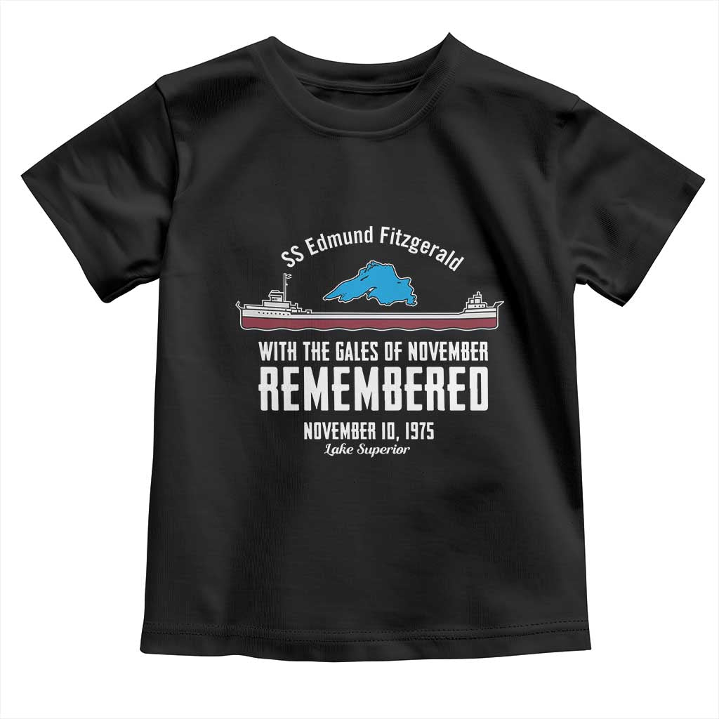 SS Edmund Fitzgerald Gales of November Tribute Toddler T Shirt Lake Superior Shipwreck Memorial - Wonder Print Shop