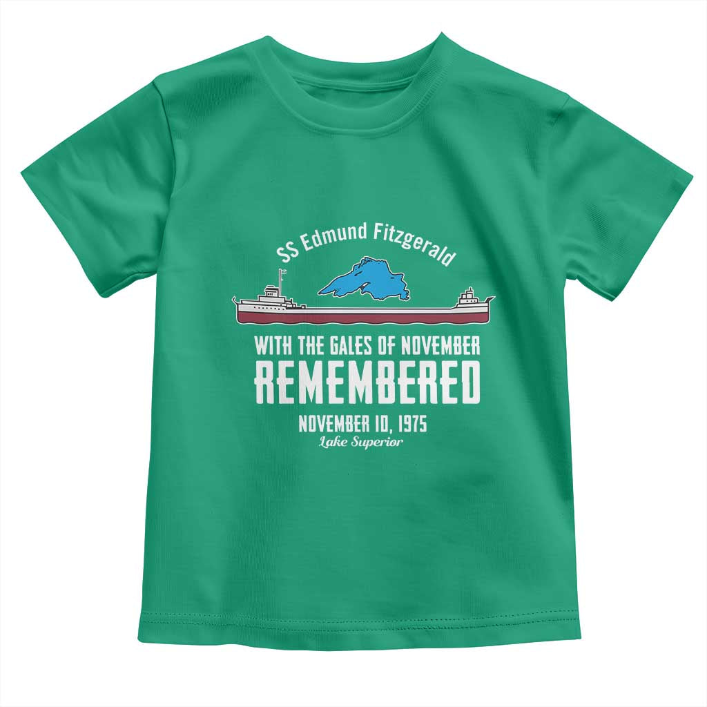 SS Edmund Fitzgerald Gales of November Tribute Toddler T Shirt Lake Superior Shipwreck Memorial - Wonder Print Shop
