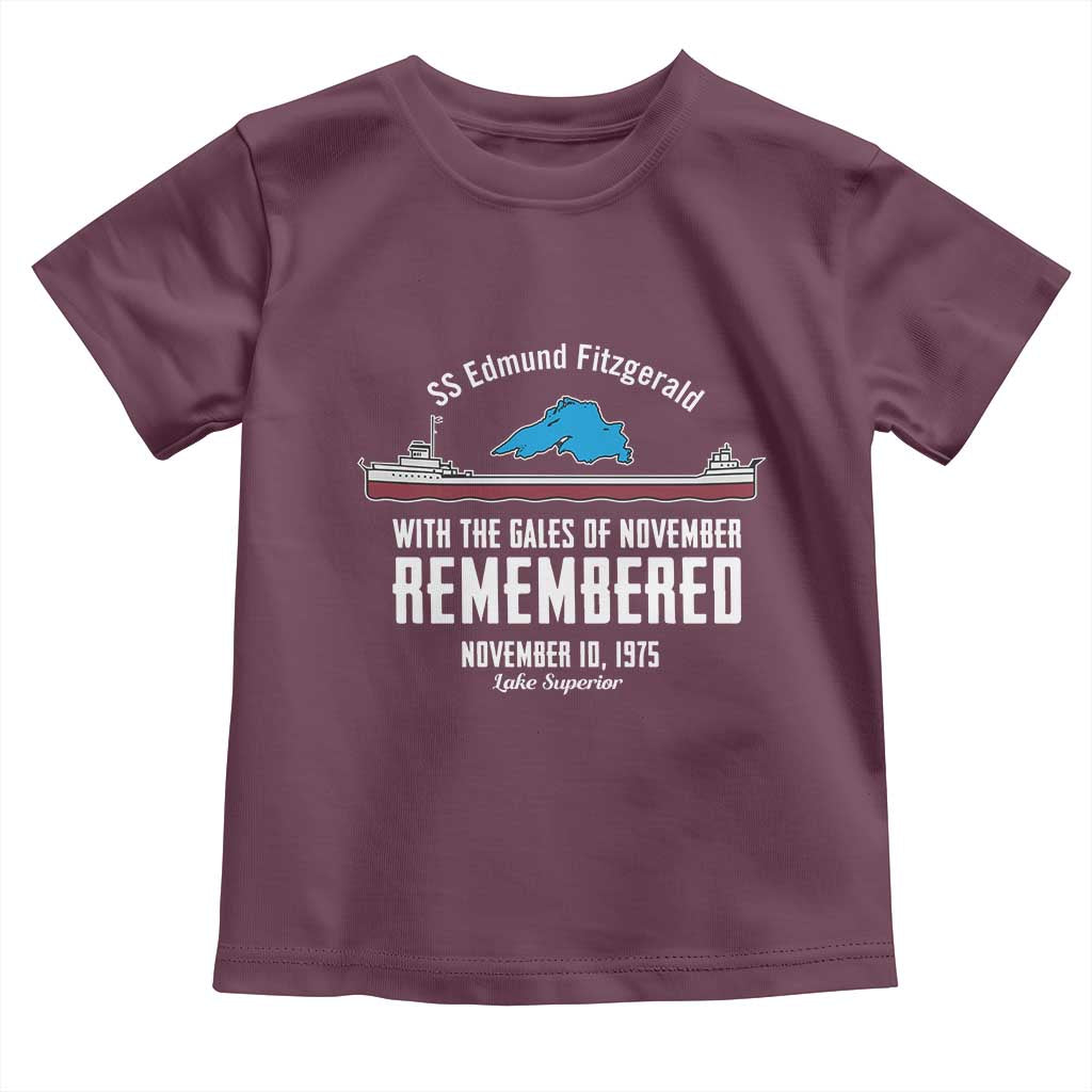 SS Edmund Fitzgerald Gales of November Tribute Toddler T Shirt Lake Superior Shipwreck Memorial - Wonder Print Shop