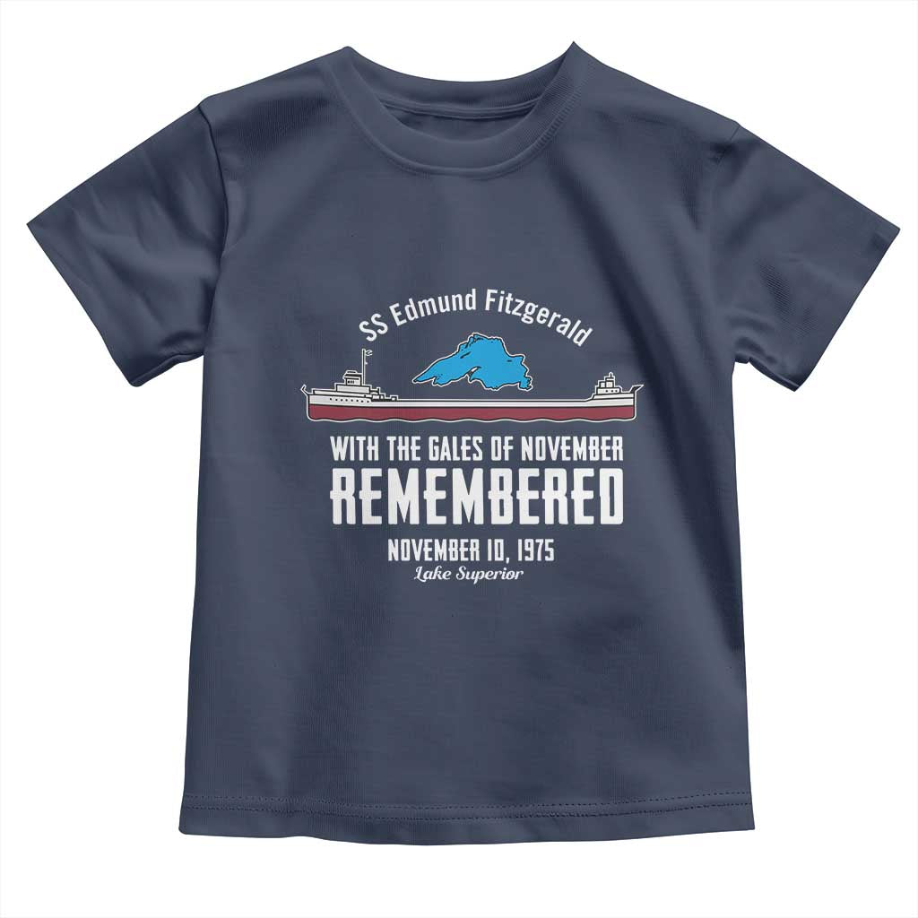 SS Edmund Fitzgerald Gales of November Tribute Toddler T Shirt Lake Superior Shipwreck Memorial - Wonder Print Shop