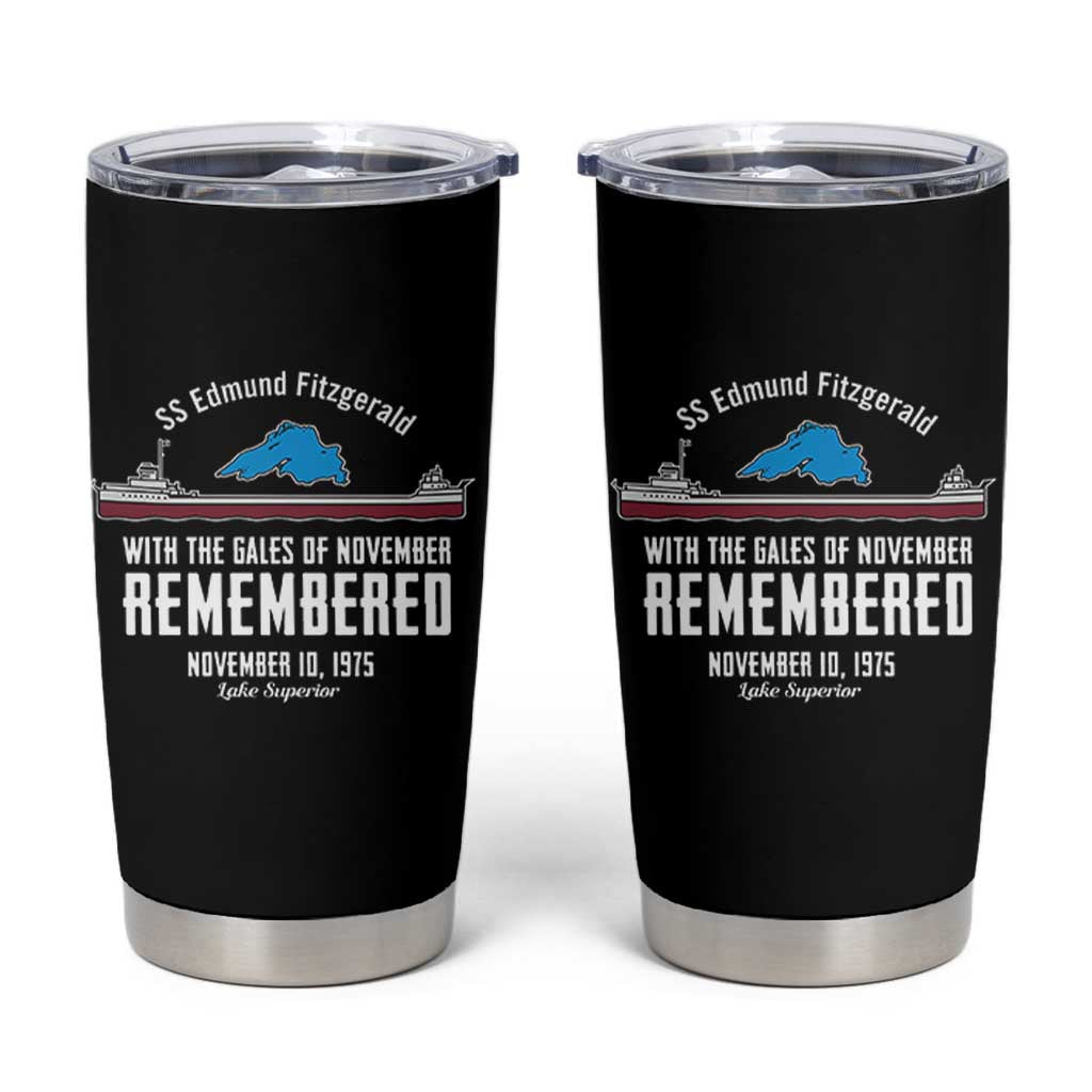 SS Edmund Fitzgerald Gales of November Tribute Tumbler Cup Lake Superior Shipwreck Memorial - Wonder Print Shop