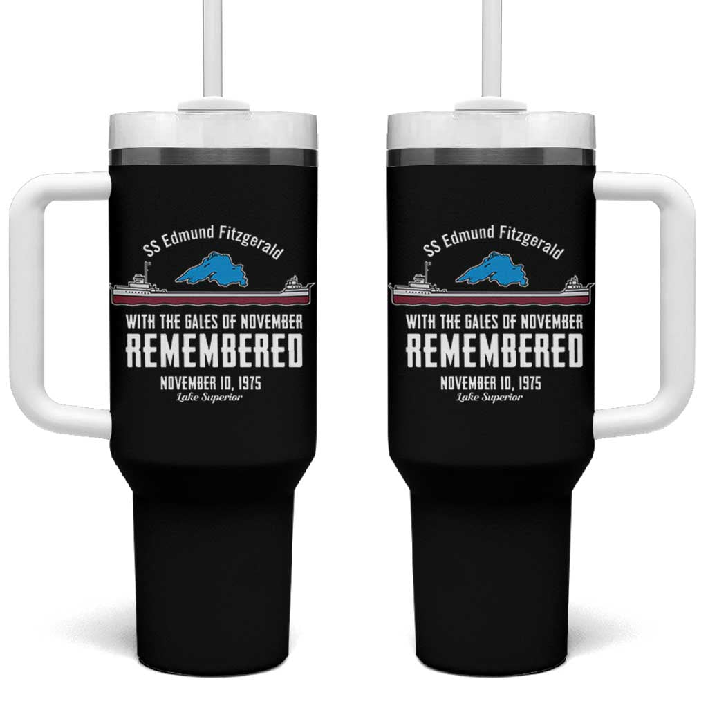 SS Edmund Fitzgerald Gales of November Tribute Tumbler With Handle Lake Superior Shipwreck Memorial - Wonder Print Shop