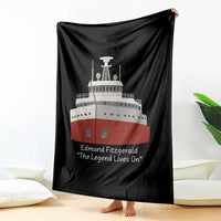 Edmund Fitzgerald Tribute Throw Blanket The Legend Lives On Great Lakes Freighter Memorial - Wonder Print Shop