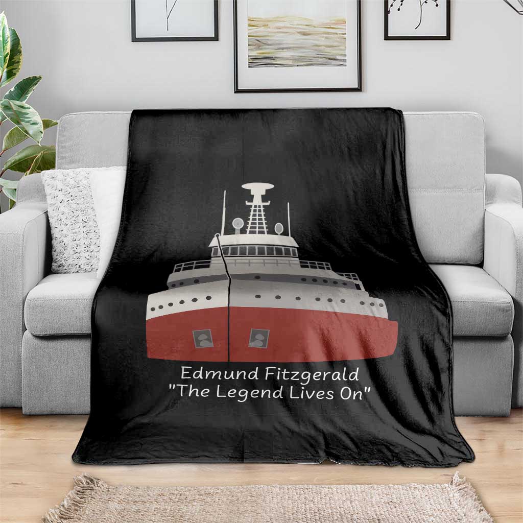 Edmund Fitzgerald Tribute Throw Blanket The Legend Lives On Great Lakes Freighter Memorial - Wonder Print Shop