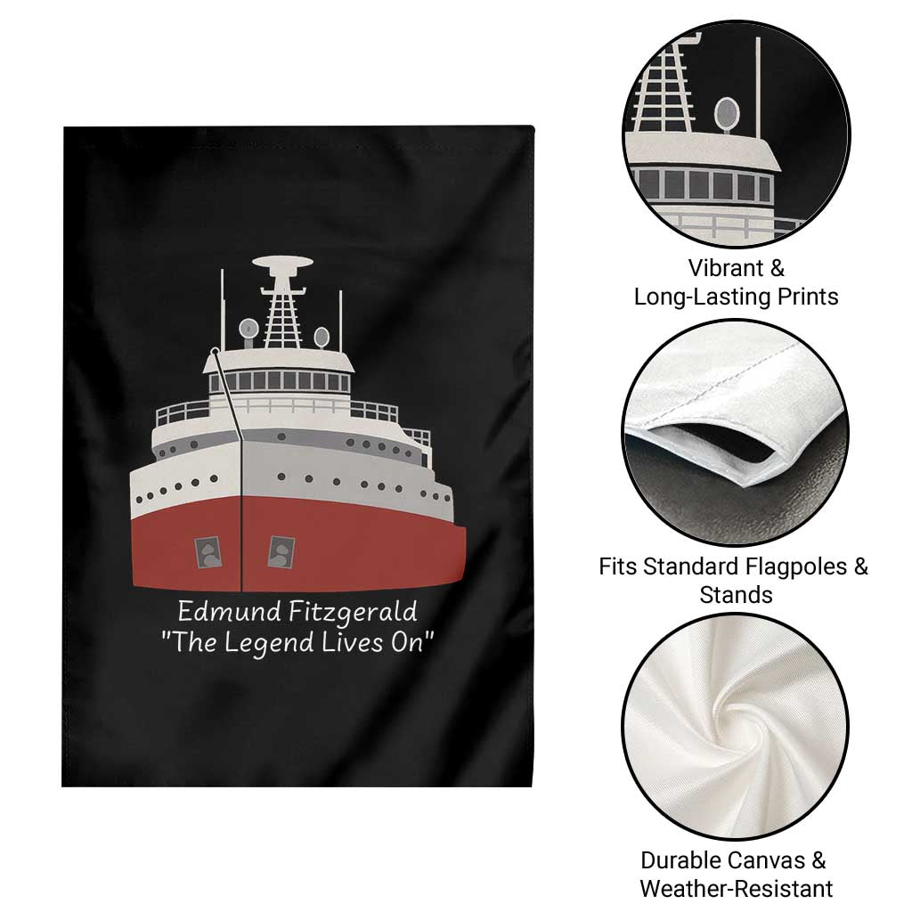 Edmund Fitzgerald Tribute Garden Flag The Legend Lives On Great Lakes Freighter Memorial - Wonder Print Shop