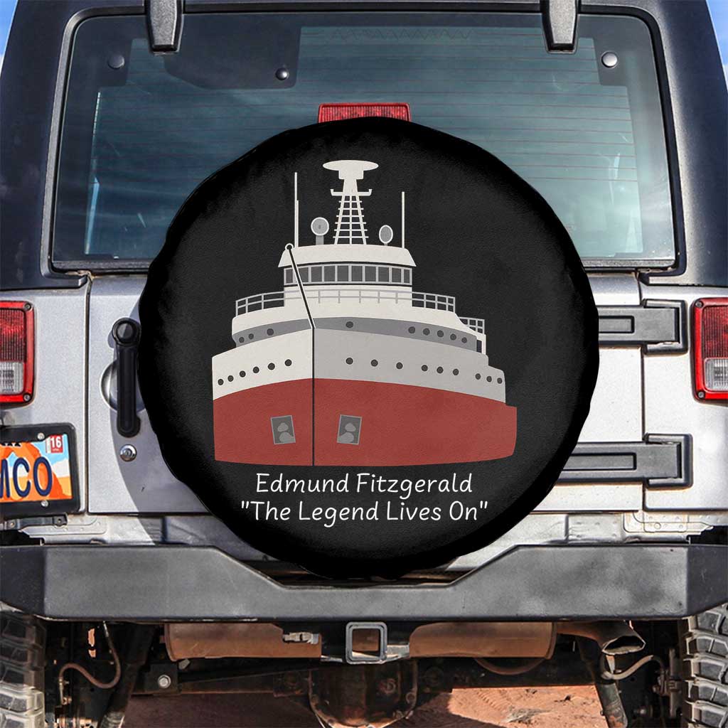 Edmund Fitzgerald Tribute Spare Tire Cover The Legend Lives On Great Lakes Freighter Memorial - Wonder Print Shop