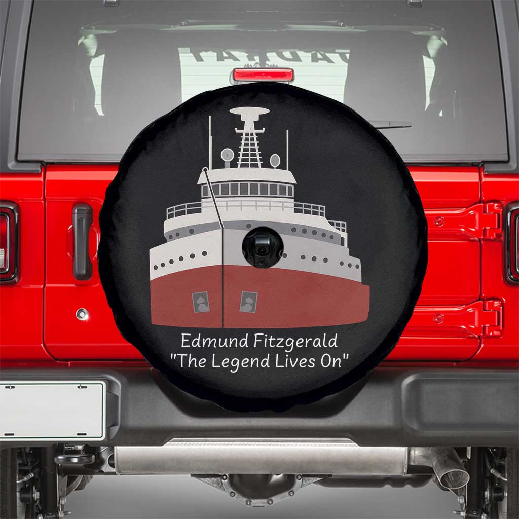 Edmund Fitzgerald Tribute Spare Tire Cover The Legend Lives On Great Lakes Freighter Memorial - Wonder Print Shop