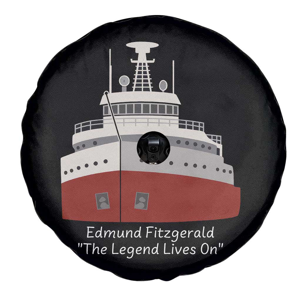 Edmund Fitzgerald Tribute Spare Tire Cover The Legend Lives On Great Lakes Freighter Memorial - Wonder Print Shop