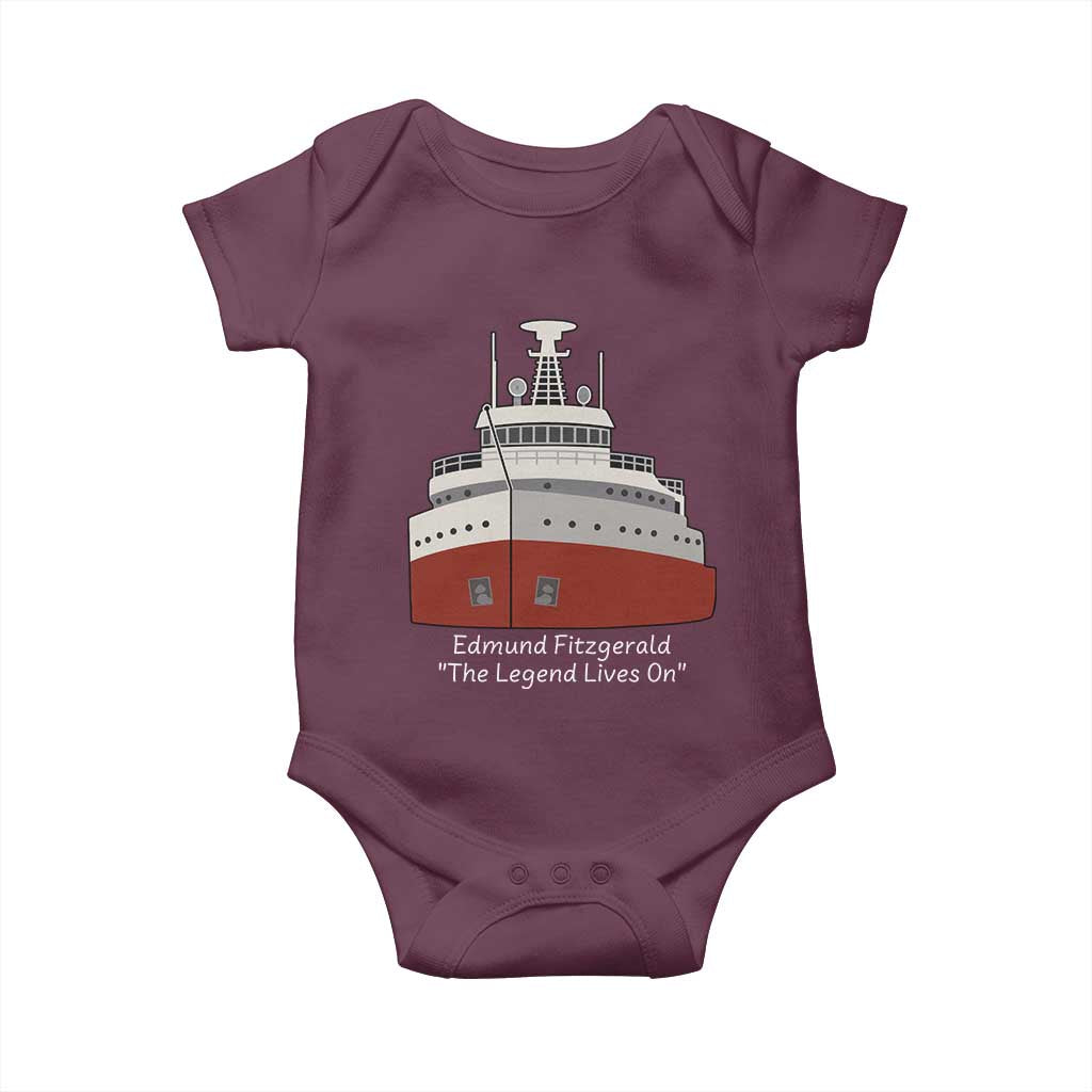 Edmund Fitzgerald Tribute Baby Onesie The Legend Lives On Great Lakes Freighter Memorial - Wonder Print Shop