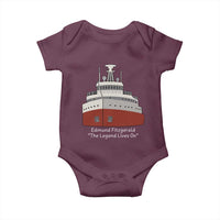 Edmund Fitzgerald Tribute Baby Onesie The Legend Lives On Great Lakes Freighter Memorial - Wonder Print Shop