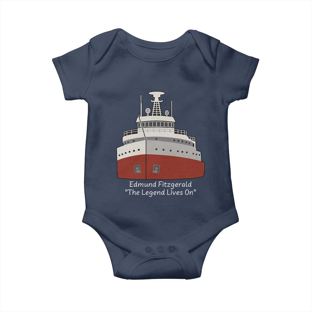 Edmund Fitzgerald Tribute Baby Onesie The Legend Lives On Great Lakes Freighter Memorial - Wonder Print Shop